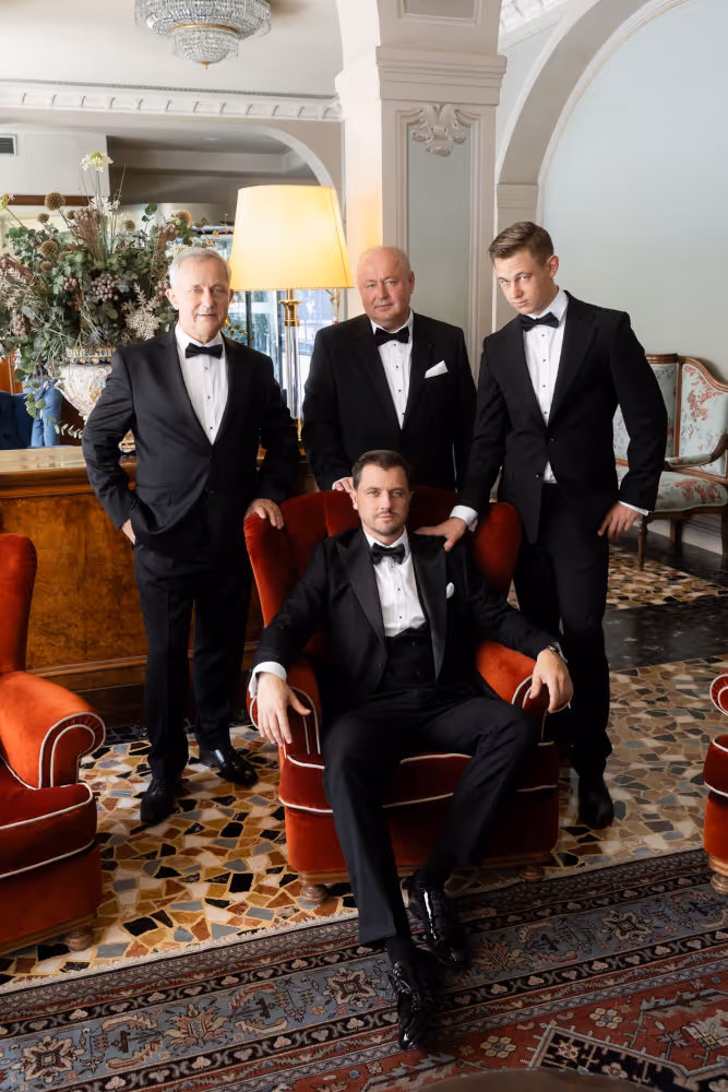 Wedding in Italy. Lake Como. A shot of the groom with his family
